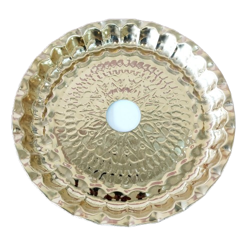 سینی استیل ساده طلایی طرح دار سوپر 1007083 دیجی قلیون