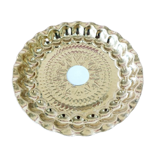 سینی استیل ساده طلایی طرح دار متوسط 1007082 دیجی قلیون